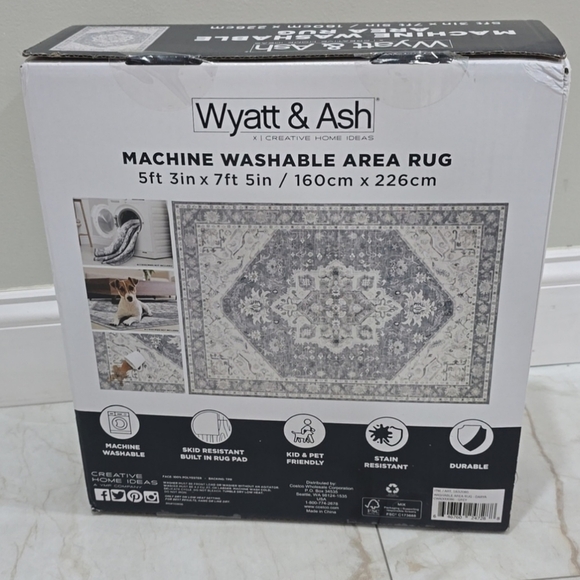 Gray Machine Washable Area Rug - Picture 4 of 7